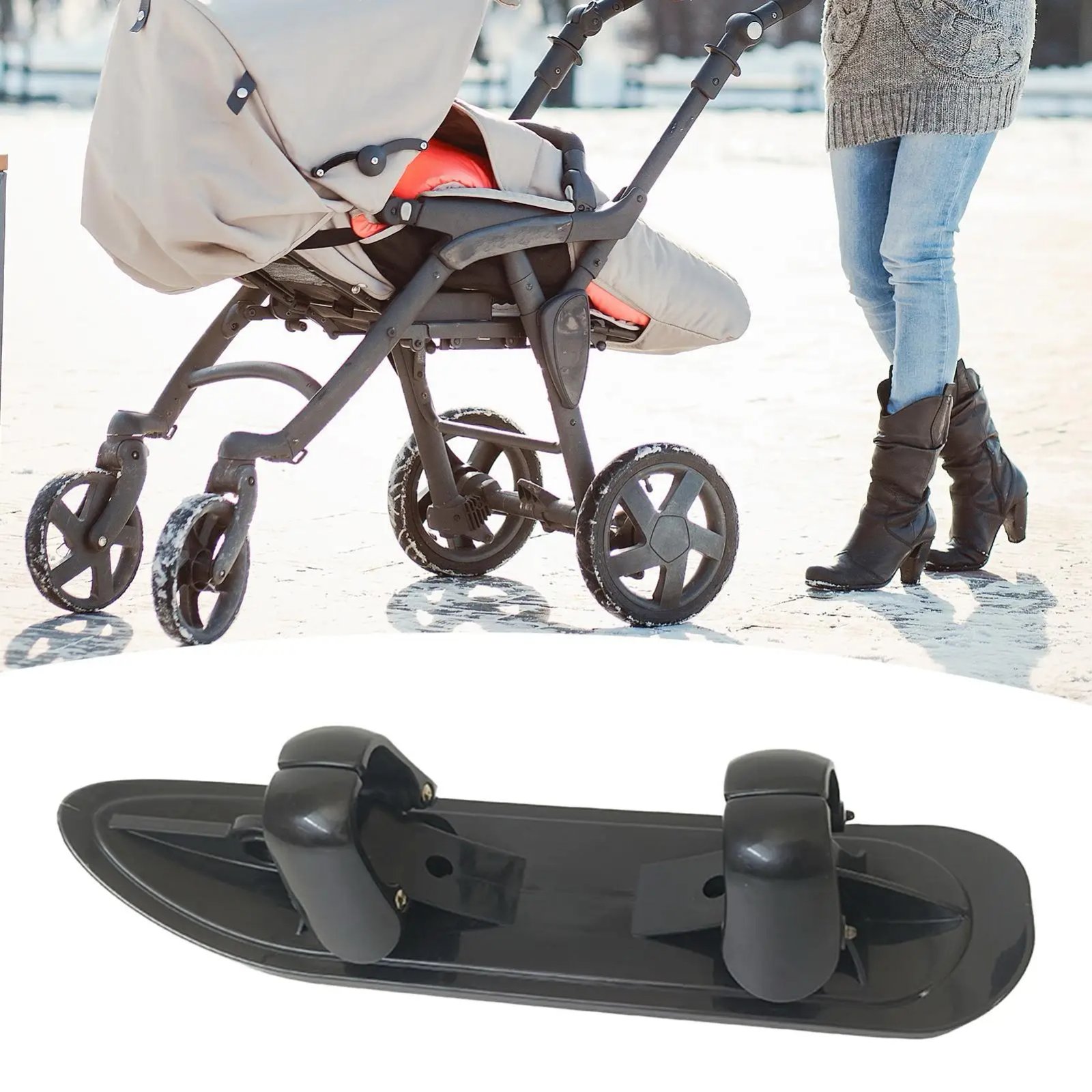 Scooter Ski Sled 2 in 1 Snow Scooter Strollers Wheel Ski Sled Glider Snowboards for Cycling Bicycle Jogging Sports Outdoor Paths
