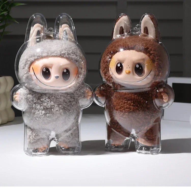 Labubu Transparent Protective Cover Stuffed Toys Cover Cute Elf Plushie Display Bag Mini Portable Storage Box