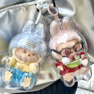 Labubu Transparent Protective Cover Stuffed Toys Cover Cute Elf Plushie Display Bag Mini Portable Storage Box