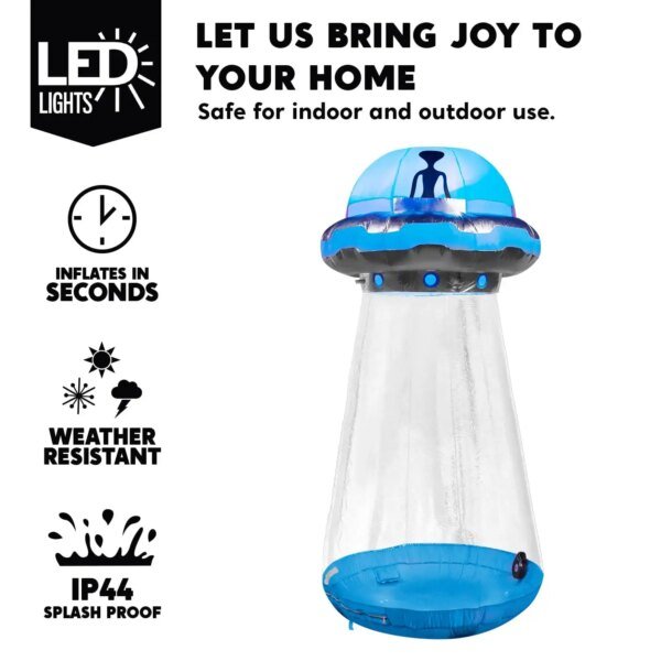 Joyfy 9 ft Halloween Inflatable UFO Alien Decoration for Halloween Decoration with Built-in LED Blow Up Yard Lawn Decoration - Image 5