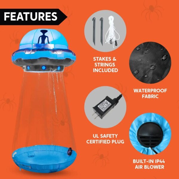 Joyfy 9 ft Halloween Inflatable UFO Alien Decoration for Halloween Decoration with Built-in LED Blow Up Yard Lawn Decoration - Image 4