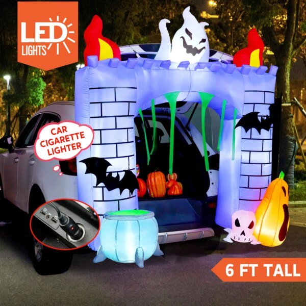 Joyfy 6 FT Halloween Inflatable Haunted Castle Decoration Trunk Treat Car Decorations Kit Ghost and Pumpkin for Halloween Party - Image 4