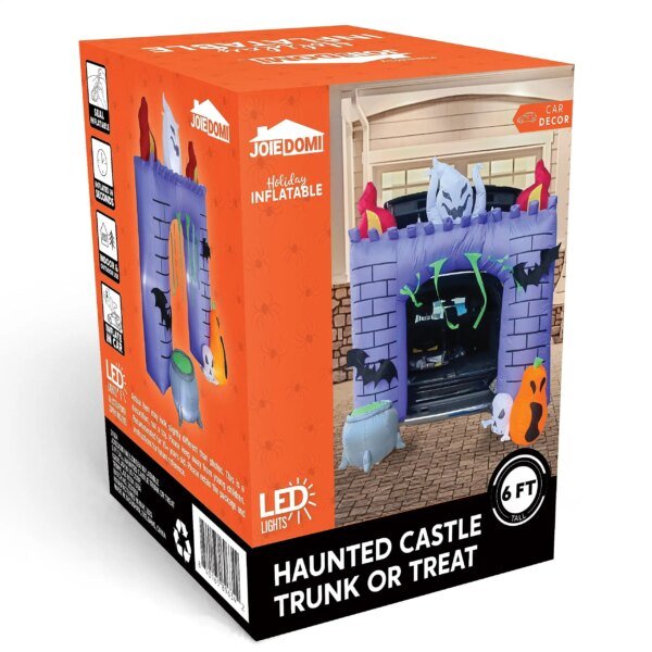 Joyfy 6 FT Halloween Inflatable Haunted Castle Decoration Trunk Treat Car Decorations Kit Ghost and Pumpkin for Halloween Party - Image 3