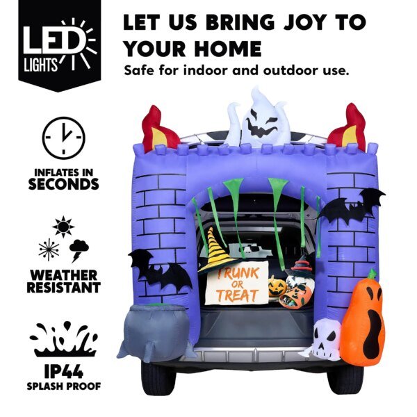 Joyfy 6 FT Halloween Inflatable Haunted Castle Decoration Trunk Treat Car Decorations Kit Ghost and Pumpkin for Halloween Party - Image 6