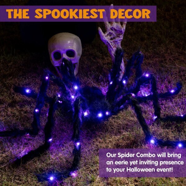 Joyfy 5 ft Light Up Giant Spider Halloween Decorations Scary Spider Halloween Outdoor Party Decorations Props Halloween Yard - Image 6