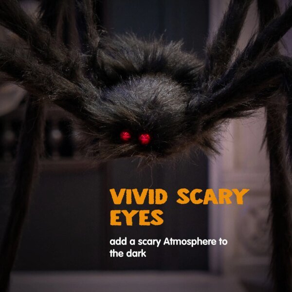 Joyfy 5 ft Light Up Giant Spider Halloween Decorations Scary Spider Halloween Outdoor Party Decorations Props Halloween Yard - Image 2