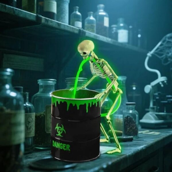 Halloween Decorations Indoor Puking Skeleton with UV Black Light Water Pump Bucket for Halloween Glow in The Dark Party Decorat - Image 6
