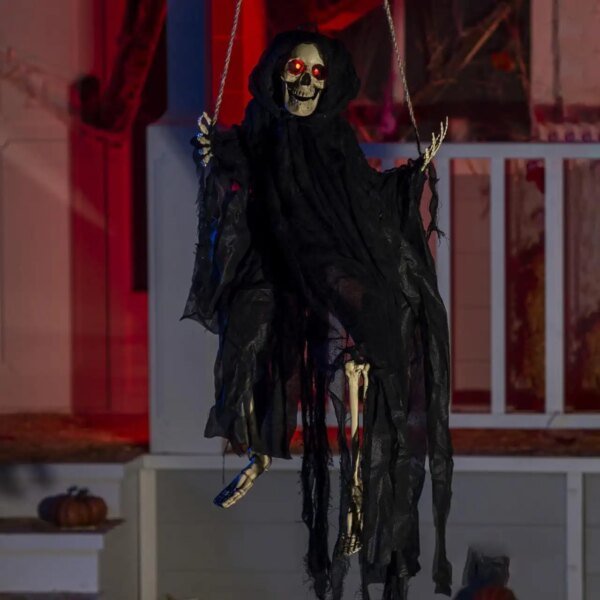 Joyfy 2 Packs Halloween Hanging Skeleton Ghosts 3 ft Light Up Grim Reaper Decorations for Halloween Decorations Outdoor Yard - Image 4