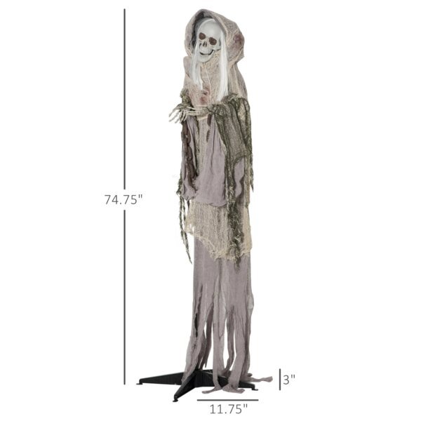 72-Inch Outdoor Halloween Decorations Skeleton Witch, Life Size Animated Scare Prop - Image 3