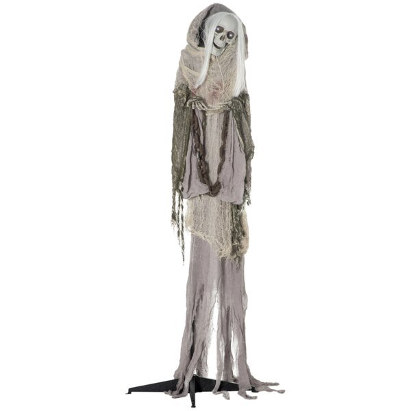 72-Inch Outdoor Halloween Decorations Skeleton Witch, Life Size Animated Scare Prop - Image 2