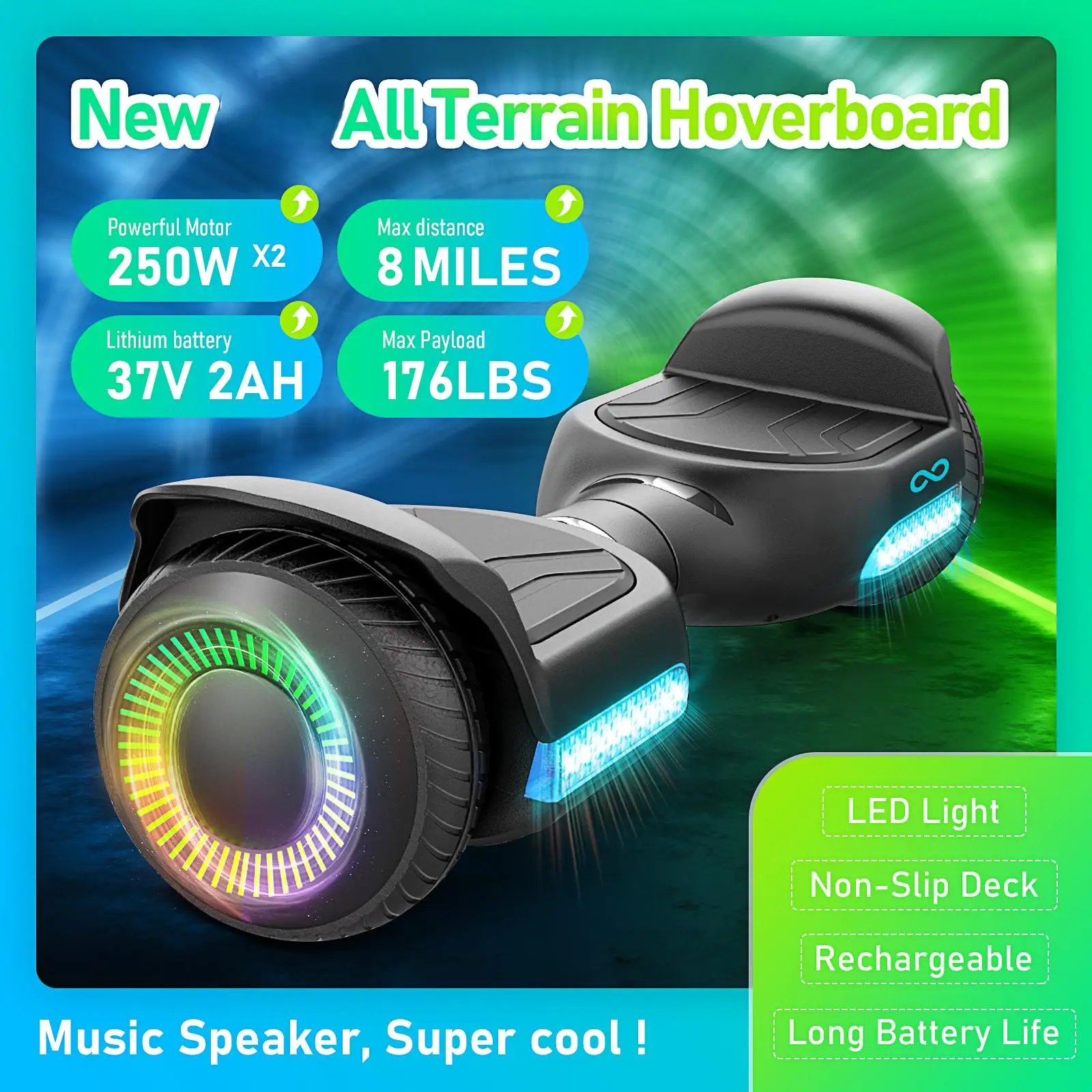 6.5”Self Balancing Hoverboard -All Terrain Hoverboard for Kids w/ LED Light&Bluetooth Speaker