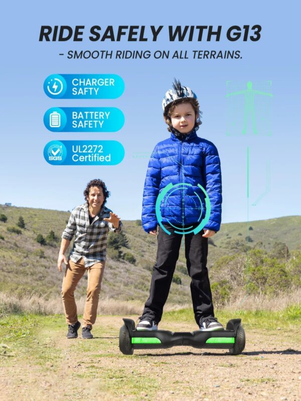 6.5''Self Balancing Hoverboard -All Terrain Hoverboard for Kids w/ LED Light&Bluetooth Speaker - Image 5