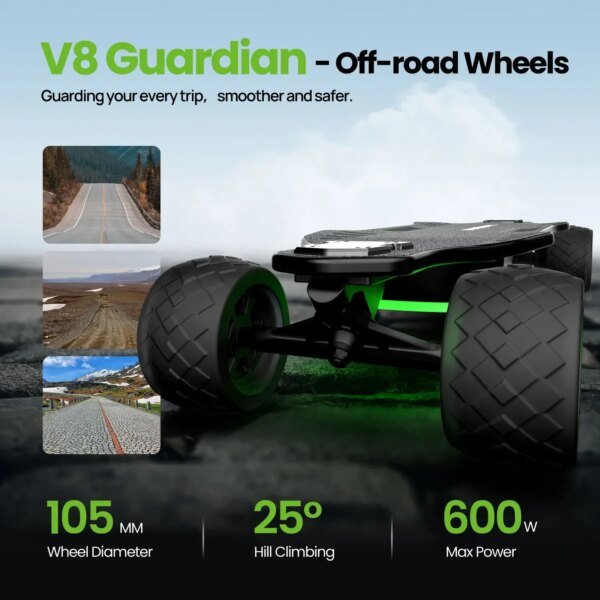 Isinwheel V8 Adult Electric Skateboard 37V 5Ah Battery 600W*2 Dual Motor f-road wheels E-skateboard E-scooter - Image 3