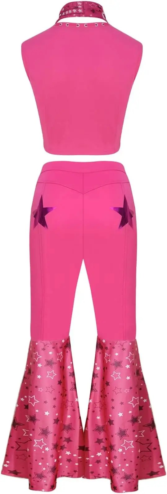 Movie Barbi Cosplay Rose Red Bell Bottoms Cosplay Barbe Adult Suit Clothing Party with earrings and Scarf Halloween Costumes