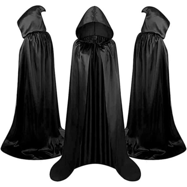 Halloween Cloak Soft Unisex Hooded Black Robe Witch Long Cape Cosplay Costume Prop Party Performance Supplies Holiday Decoration - Image 6