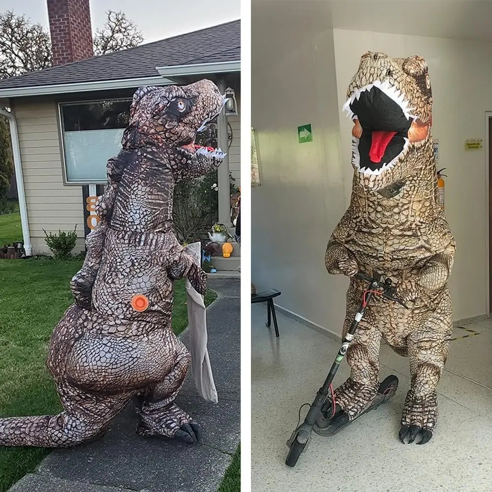 Adult Inflatable Dinosaur Costume – Blow Up T-Rex & Raptor Onesie, Full Body Funny Halloween Suit for Men, Women, Teens