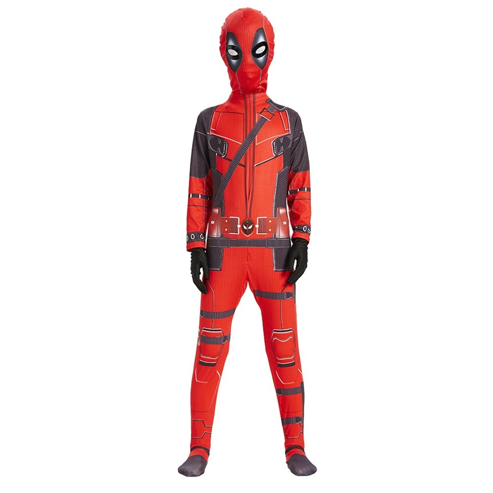 1PC Superhero Deadpool Costume Milk Silk Superhero Mask Jumpsuit Breathable Deadpool Cosplay Bodysuit for Masquerade Props
