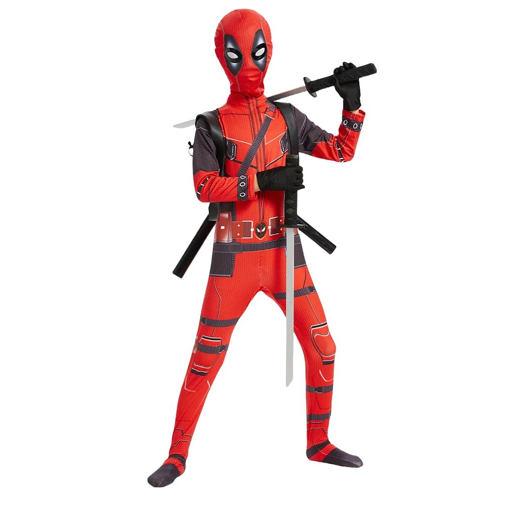 1PC Superhero Deadpool Costume Milk Silk Superhero Mask Jumpsuit Breathable Deadpool Cosplay Bodysuit for Masquerade Props