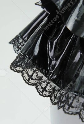 MEOWCOS Misa Gothic Black Lingerie Set Cami Top and Mini Skirt with Sleeves and Necklace Cosplay Costume for Halloween