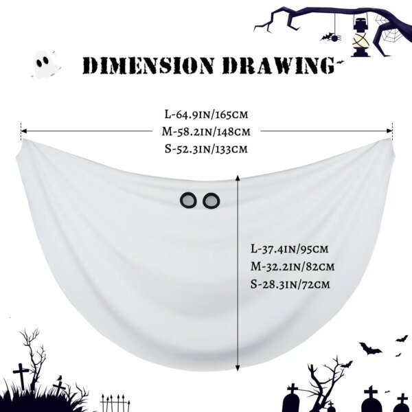 Halloween Ghost Costume for Adult- White Ghost Cloak Costume with Witch Hat- Ghost Fancy Dress Cosplay - Image 6