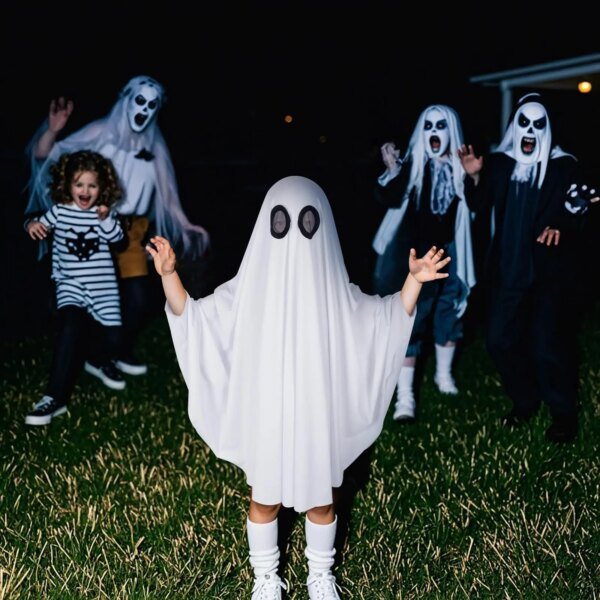 Halloween Ghost Costume for Adult- White Ghost Cloak Costume with Witch Hat- Ghost Fancy Dress Cosplay - Image 4