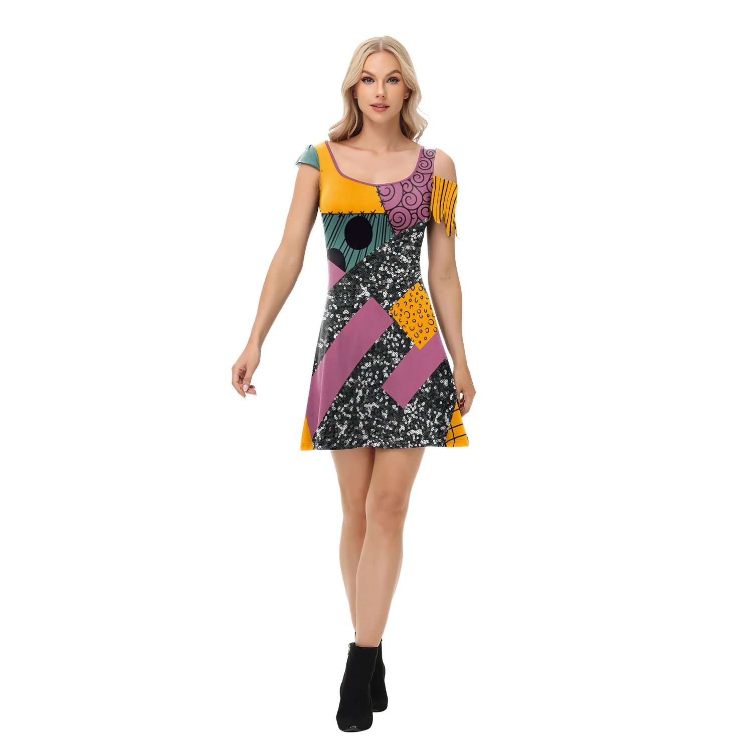 Halloween Anime Movie Sally Cosplay Dress Party Set Costume Christmas Women Slim Jumpsuit Catsuit Zentai Bodysuit Gothic Leggins