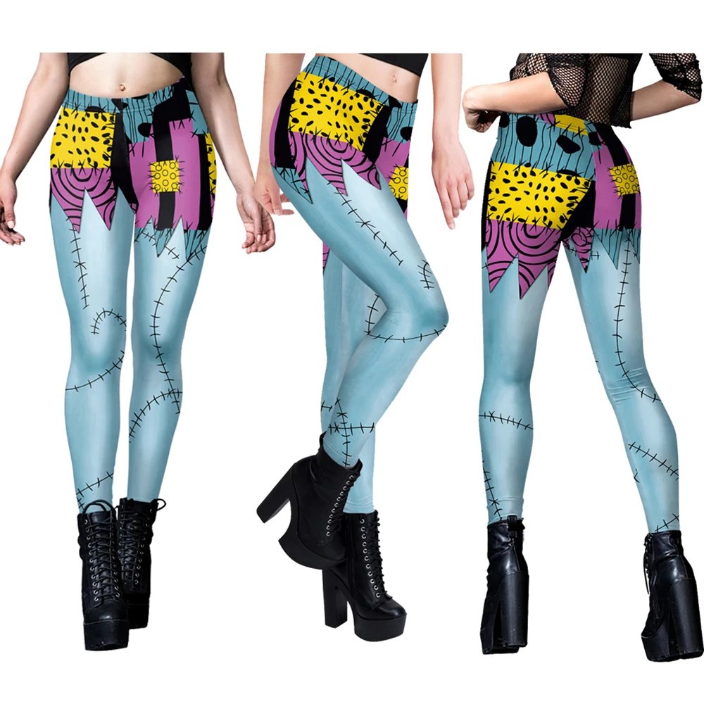 Halloween Anime Movie Sally Cosplay Dress Party Set Costume Christmas Women Slim Jumpsuit Catsuit Zentai Bodysuit Gothic Leggins