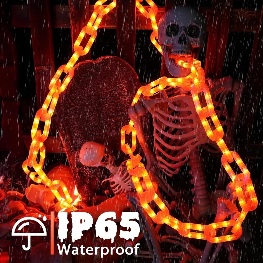 Joomer Chain Lights Halloween Decorative Battery Operated 10 FT 160 LED Waterproof String Lights with Timer Function 8 Lighting