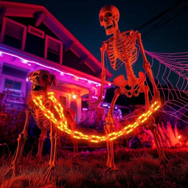 Joomer Chain Lights Halloween Decorative Battery Operated 10 FT 160 LED Waterproof String Lights with Timer Function 8 Lighting - Image 6
