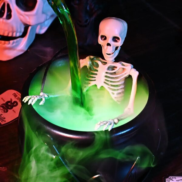 Halloween WitchCauldron with LED Light & Fog Mist Maker Skeleton Decor for Spooky Hocus Pocus Party, Home, Halloween Party - Image 5