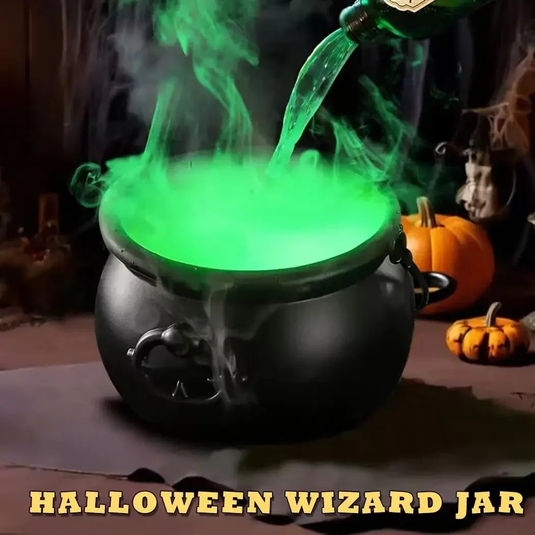 Halloween WitchCauldron with LED Light & Fog Mist Maker Skeleton Decor for Spooky Hocus Pocus Party, Home, Halloween Party