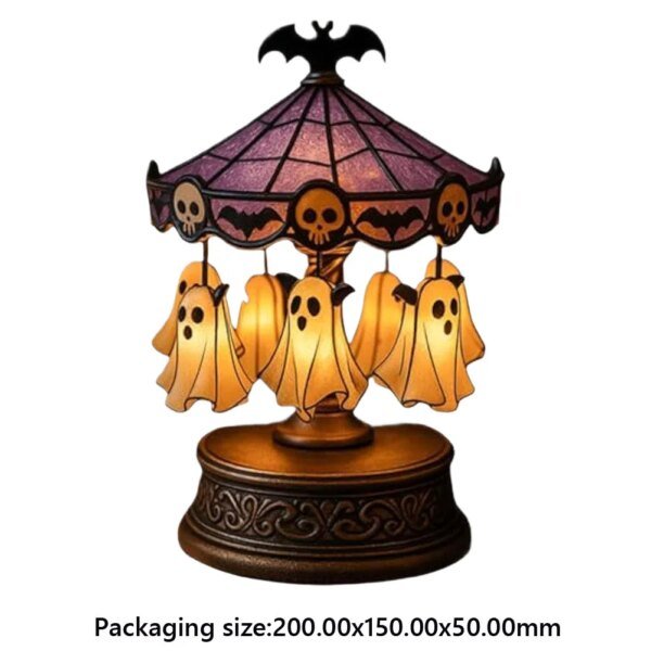 Halloween Vintage Lamp Ghost Night Light Stained Glass Carousel Night Light for Tabletop Mantel Or Bedroom - Image 6
