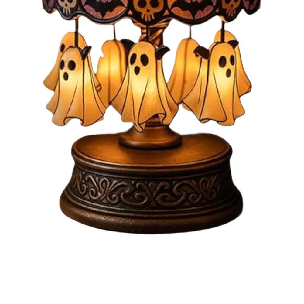 Halloween Vintage Lamp Ghost Night Light Stained Glass Carousel Night Light for Tabletop Mantel Or Bedroom