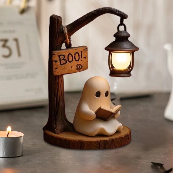 Cute Ghost Reading Desktop Ornaments Halloween Resin Material Creative Decoration Festive Atmosphere Arrangement - Image 3