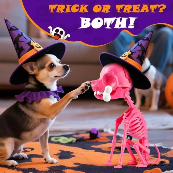 Halloween Skeleton Dog Decor 15inch Pink Cute Puppy Bones Realistic ABS Animal Skeleton for Outdoor Indoor Graveyard Party Disp - Image 4