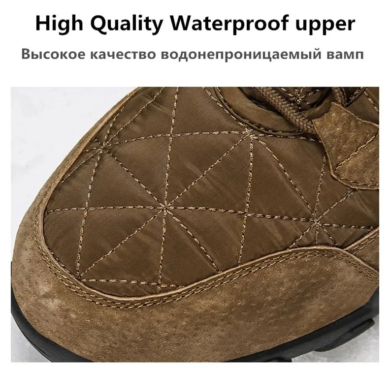 New Winter Men Snow Boots Fur Plush Warm Men Ankle Boots Plus Size Waterproof Men Boots Outdoor Non-Slip Hiking Boots Work Shoes