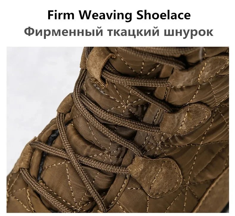 New Winter Men Snow Boots Fur Plush Warm Men Ankle Boots Plus Size Waterproof Men Boots Outdoor Non-Slip Hiking Boots Work Shoes