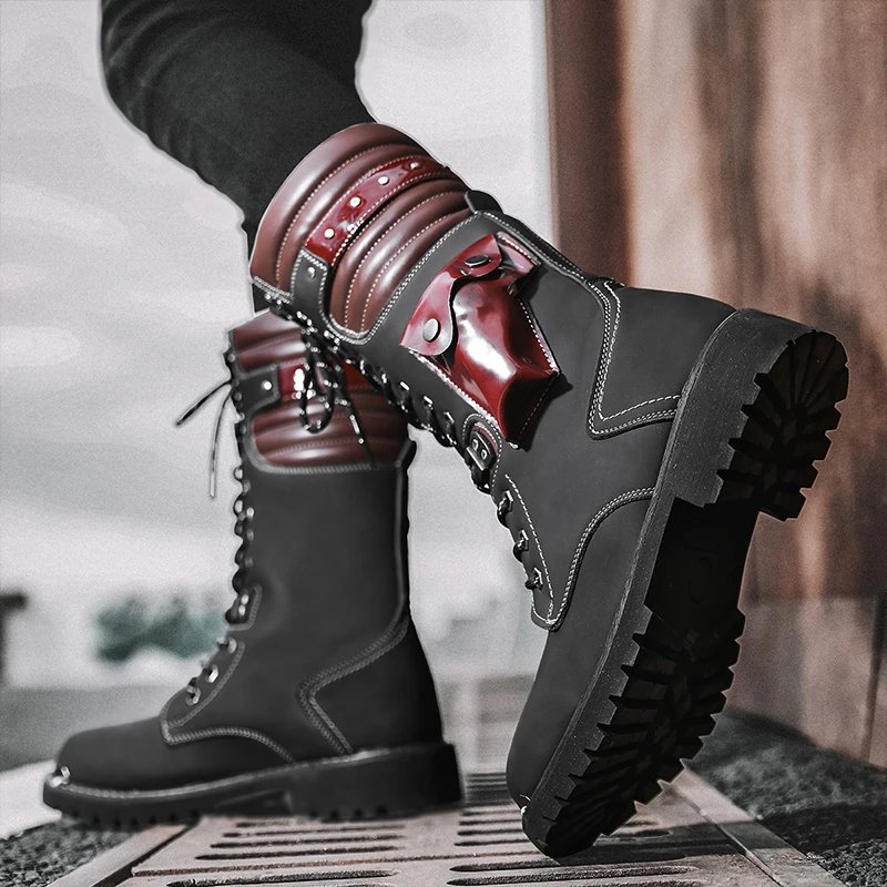 Men's high top motorcycle boots autumn and winter fashion outdoor collision resistant anti slip soft sole casual leather boots - Image 3