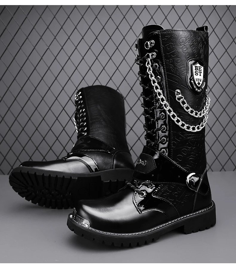 Men's high top motorcycle boots autumn and winter fashion outdoor collision resistant anti slip soft sole casual leather boots Men's high top motorcycle boots autumn and winter fashion outdoor collision resistant anti slip soft sole casual leather boots