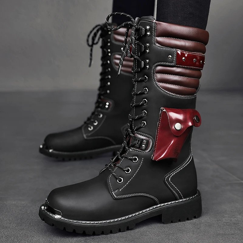 Men's high top motorcycle boots autumn and winter fashion outdoor collision resistant anti slip soft sole casual leather boots - Image 2
