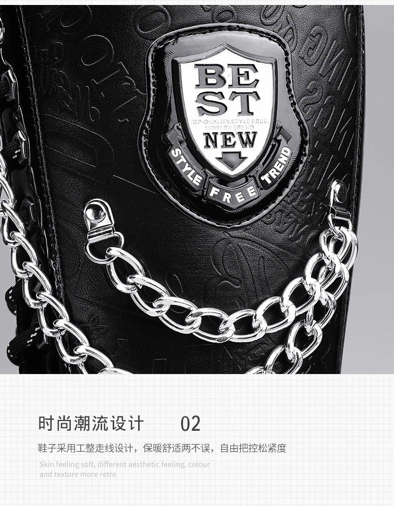 Men's high top motorcycle boots autumn and winter fashion outdoor collision resistant anti slip soft sole casual leather boots Men's high top motorcycle boots autumn and winter fashion outdoor collision resistant anti slip soft sole casual leather boots