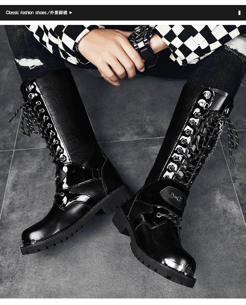 Men's high top motorcycle boots autumn and winter fashion outdoor collision resistant anti slip soft sole casual leather boots Men's high top motorcycle boots autumn and winter fashion outdoor collision resistant anti slip soft sole casual leather boots