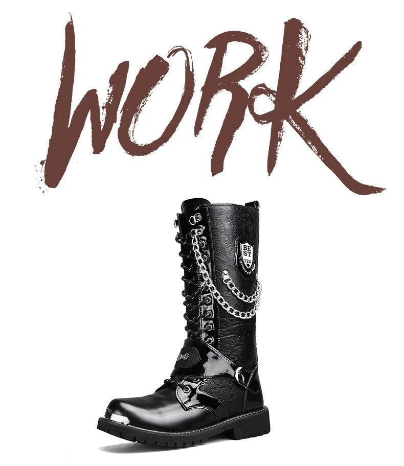 Men's high top motorcycle boots autumn and winter fashion outdoor collision resistant anti slip soft sole casual leather boots Men's high top motorcycle boots autumn and winter fashion outdoor collision resistant anti slip soft sole casual leather boots