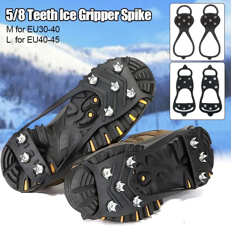 5/8 Teeth Ice Gripper Spike for Outdoor shoe covers Winter Anti-Slip Hiking Mountain Climbing equipment