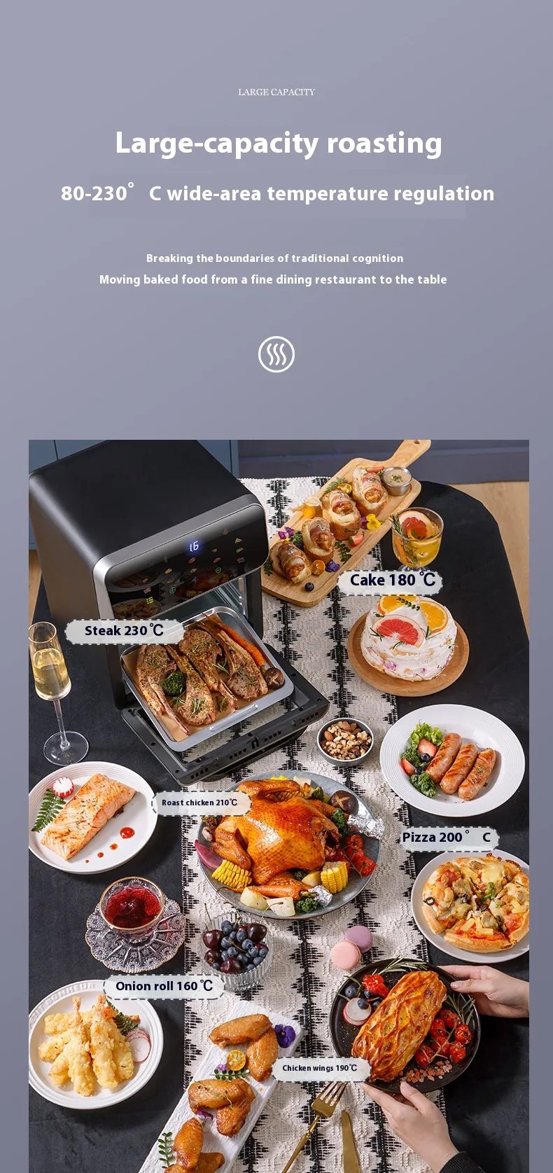 DIVEDEER new 10L multifunction oven intelligent air fryer household multi-layer baking electric oven