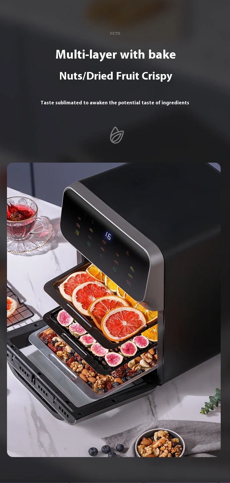 DIVEDEER new 10L multifunction oven intelligent air fryer household multi-layer baking electric oven