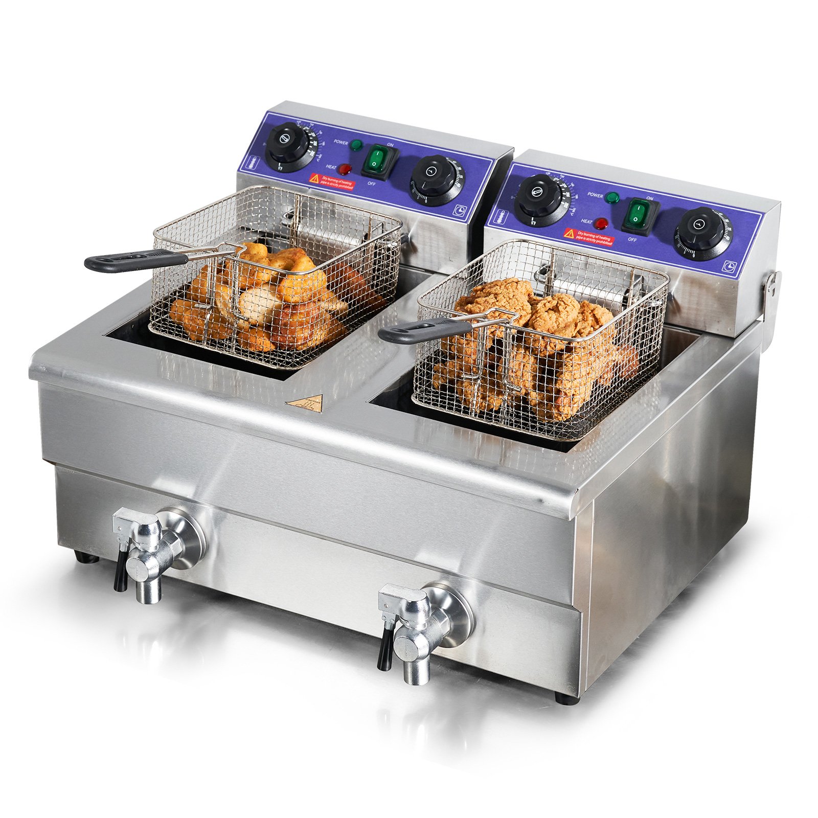 SucceBuy Electric Deep Fryer w/Dual Removable Tanks 12L 5000W Commercial Countertop Fryer for Chicken French Fries SucceBuy Electric Deep Fryer w/Dual Removable Tanks 12L 5000W Commercial Countertop Fryer for Chicken French Fries
