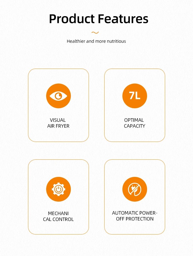 DIVEDEER 7L Household Visual Air Fryer - Large Capacity, Multifunctional, Stainless Steel Design for Home Use (Freidora Aire)