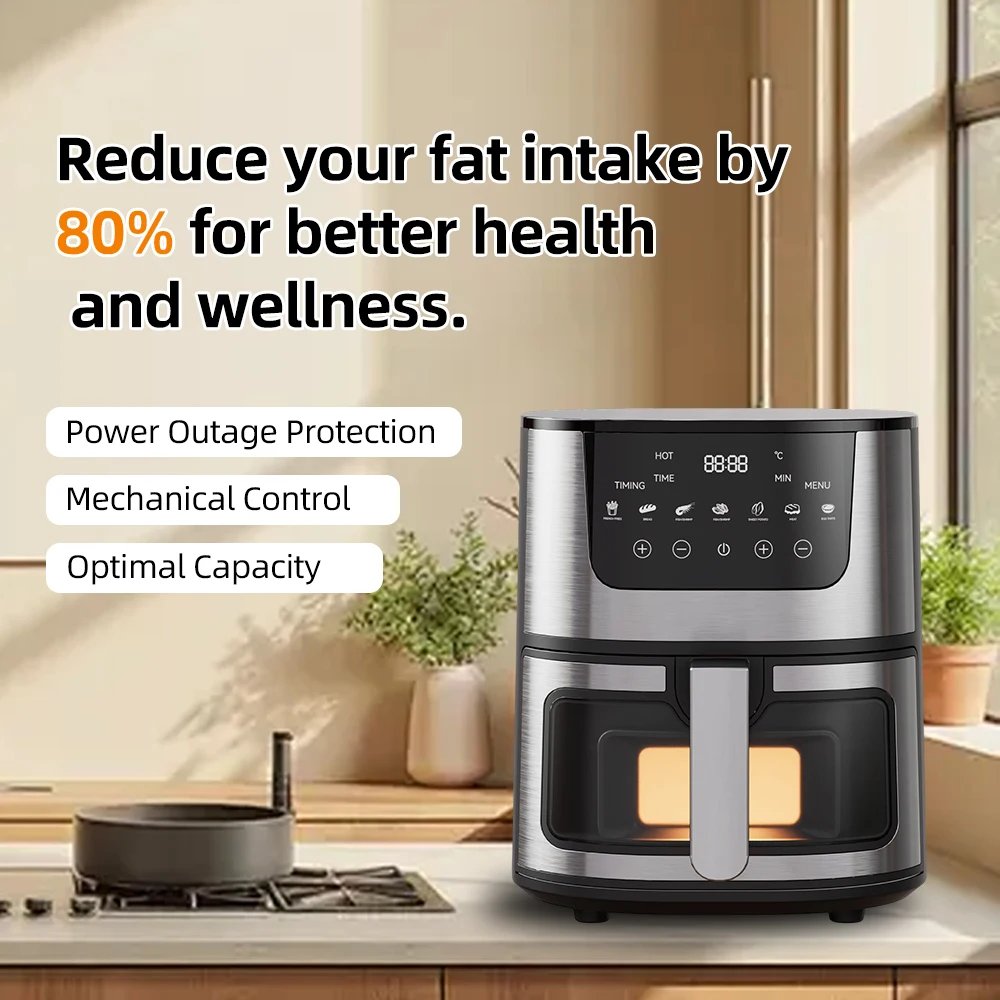 DIVEDEER 7L Household Visual Air Fryer – Large Capacity, Multifunctional, Stainless Steel Design for Home Use (Freidora Aire)