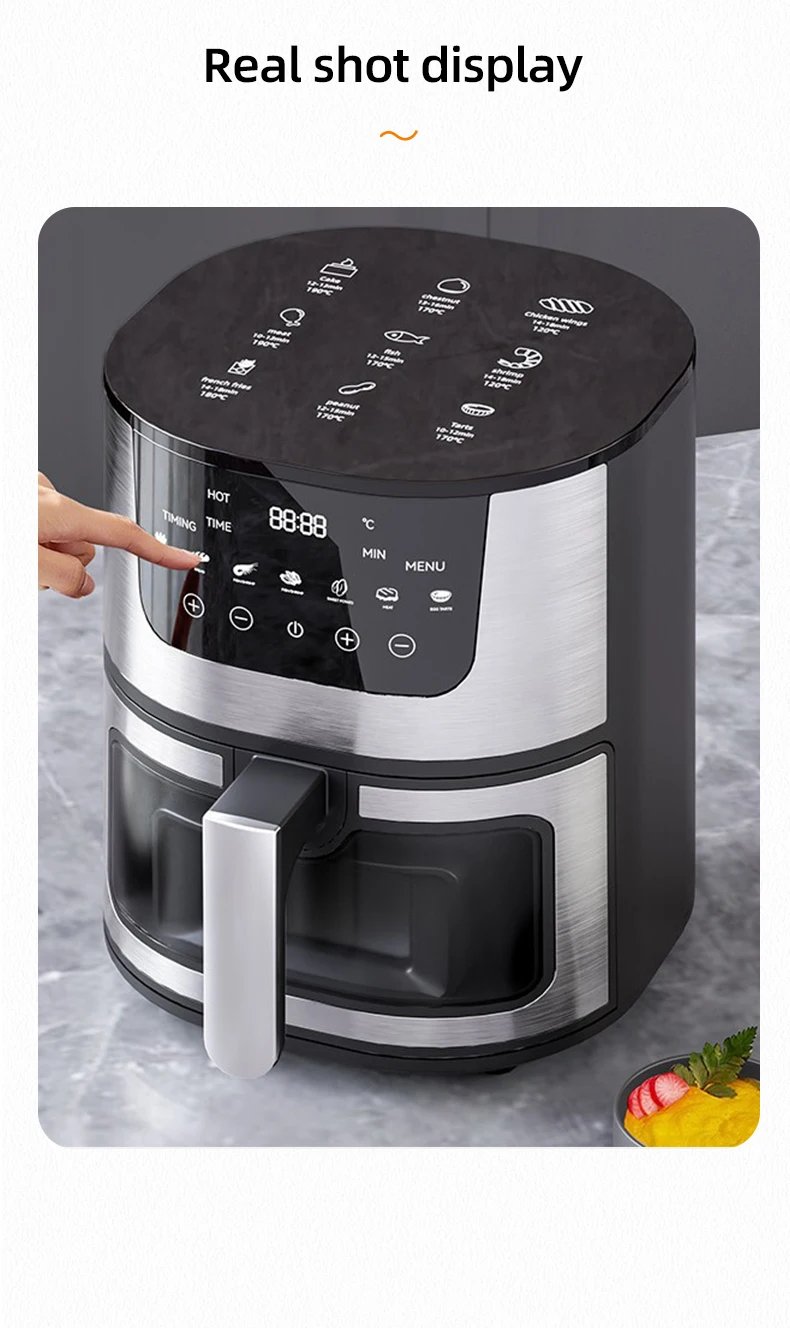 DIVEDEER 7L Household Visual Air Fryer - Large Capacity, Multifunctional, Stainless Steel Design for Home Use (Freidora Aire)